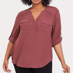 HARPER - WALNUT GEORGETTE PULLOVER BLOUSE